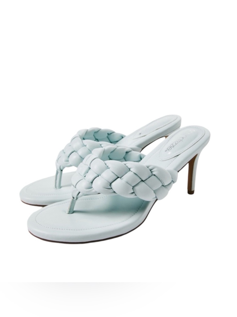 ShoeDazzle Just Fab Women's Braided Thong Heeled Sandals - Light Aqua/Blue